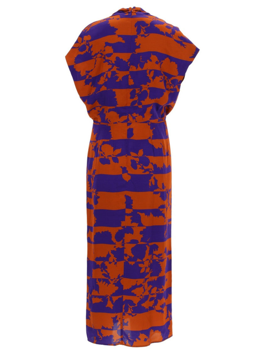 Multicolor Abstract Band Collar Midi Dress 3