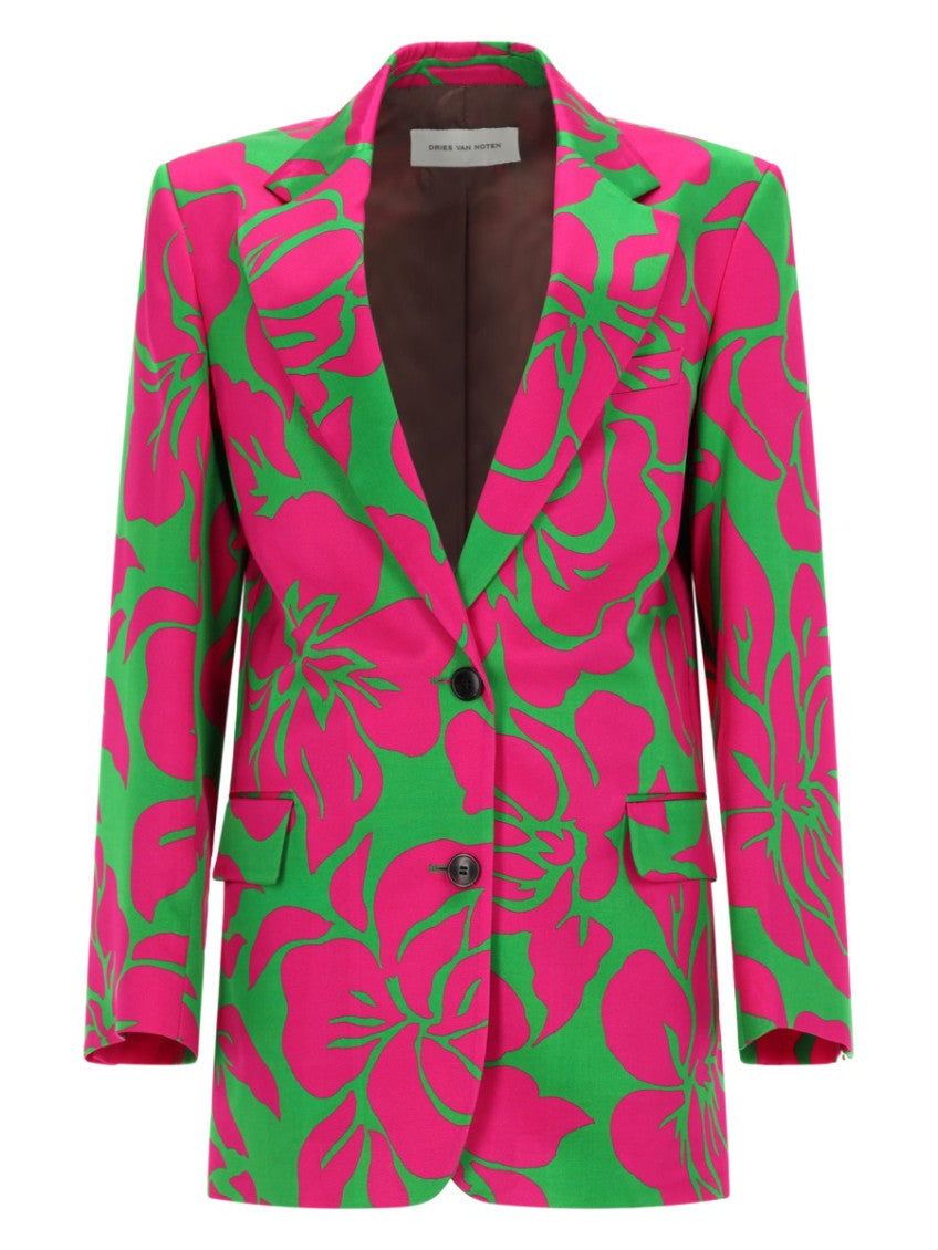 Multicolor Floral Peaked Lapel Blazer 1
