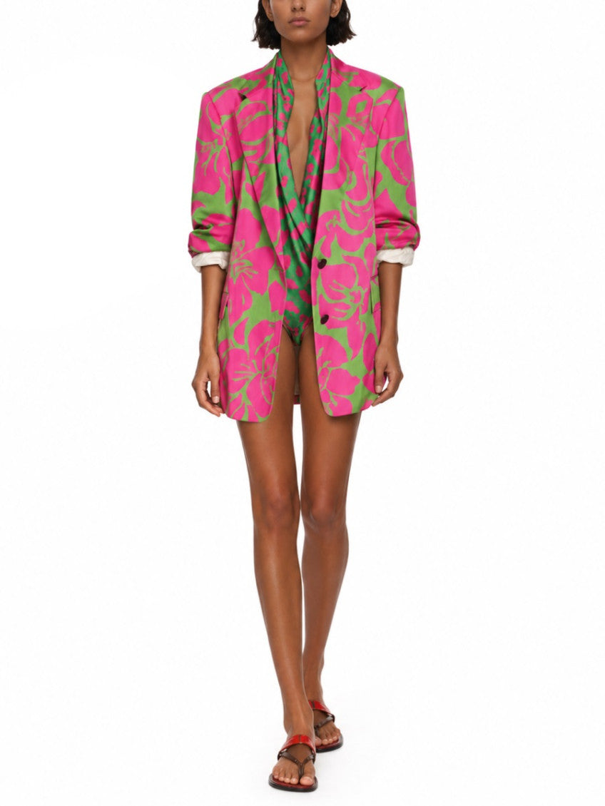 Multicolor Floral Peaked Lapel Blazer 2