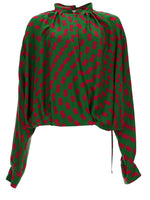 Green Polka Dot Mock Collar Top 1