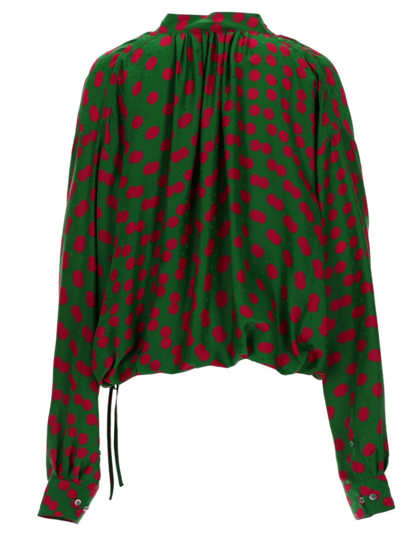 Green Polka Dot Mock Collar Top 3