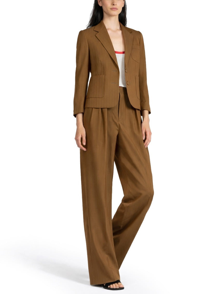 Brown Solid Notched Lapel Jacket 2