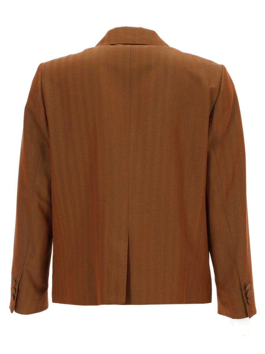 Brown Solid Notched Lapel Jacket 3