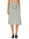 Grey Solid Knee Length Skirt 1