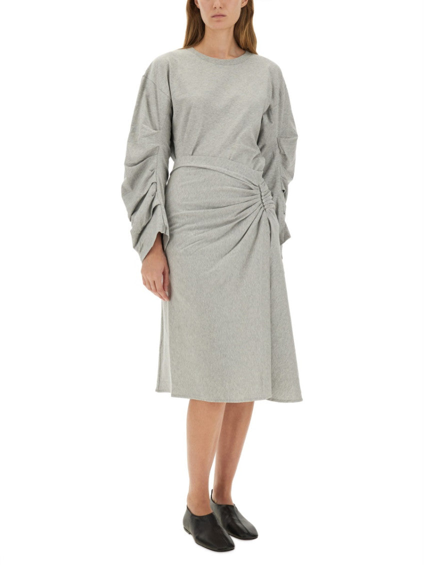 Grey Solid Knee Length Skirt 2
