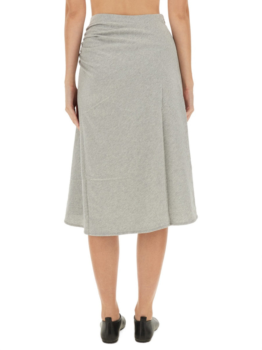 Grey Solid Knee Length Skirt 3