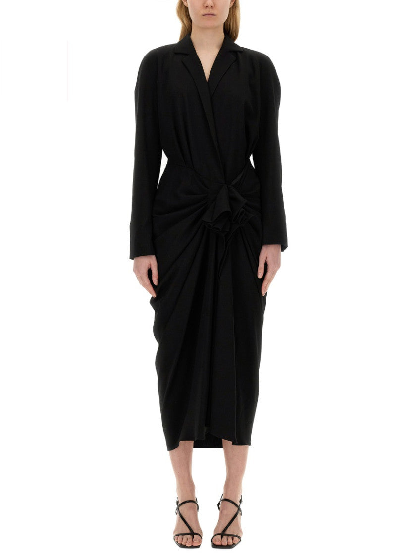 Black V Neck Midi Dress 1