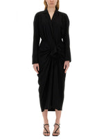 Black V Neck Midi Dress 1