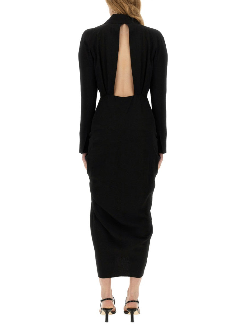 Black V Neck Midi Dress 2