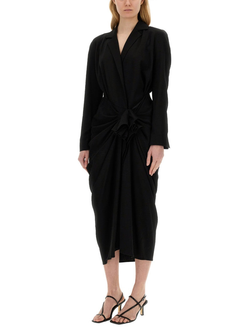 Black V Neck Midi Dress 3
