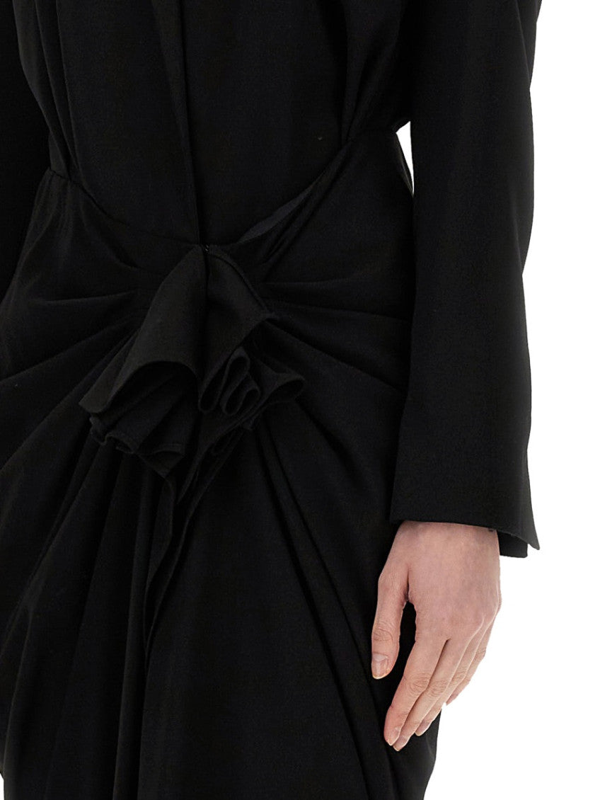 Black V Neck Midi Dress 4
