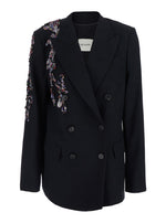 Black Embellished Peaked Lapel Blazer 1