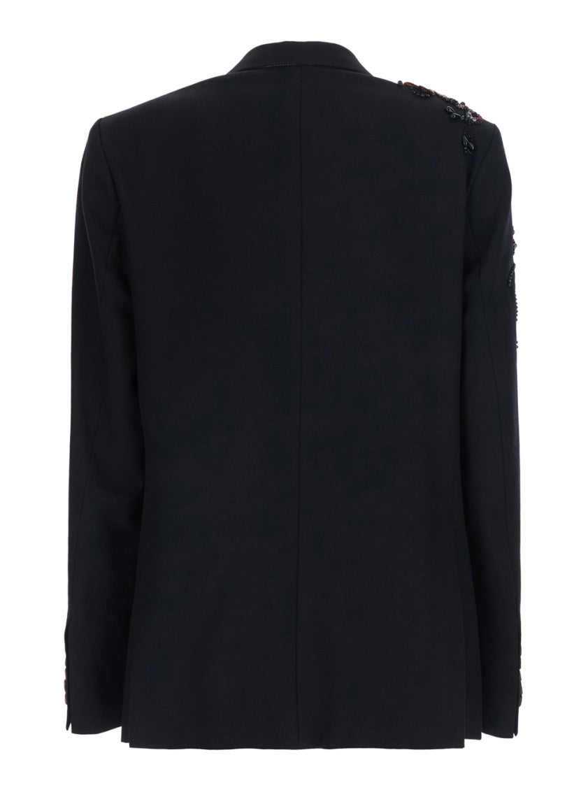 Black Embellished Peaked Lapel Blazer 2