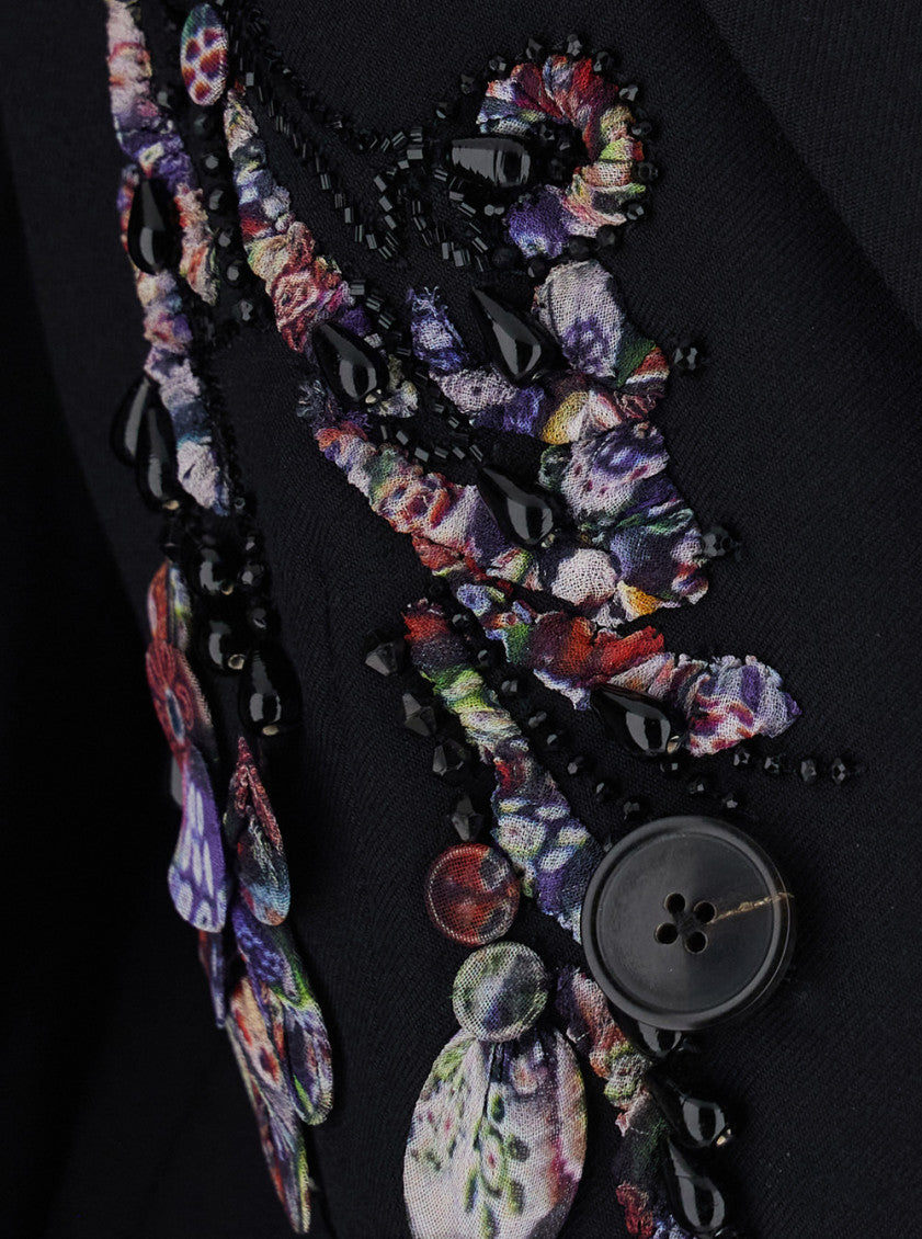 Black Embellished Peaked Lapel Blazer 3