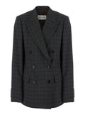 Grey Checks Peaked Lapel Blazer 1