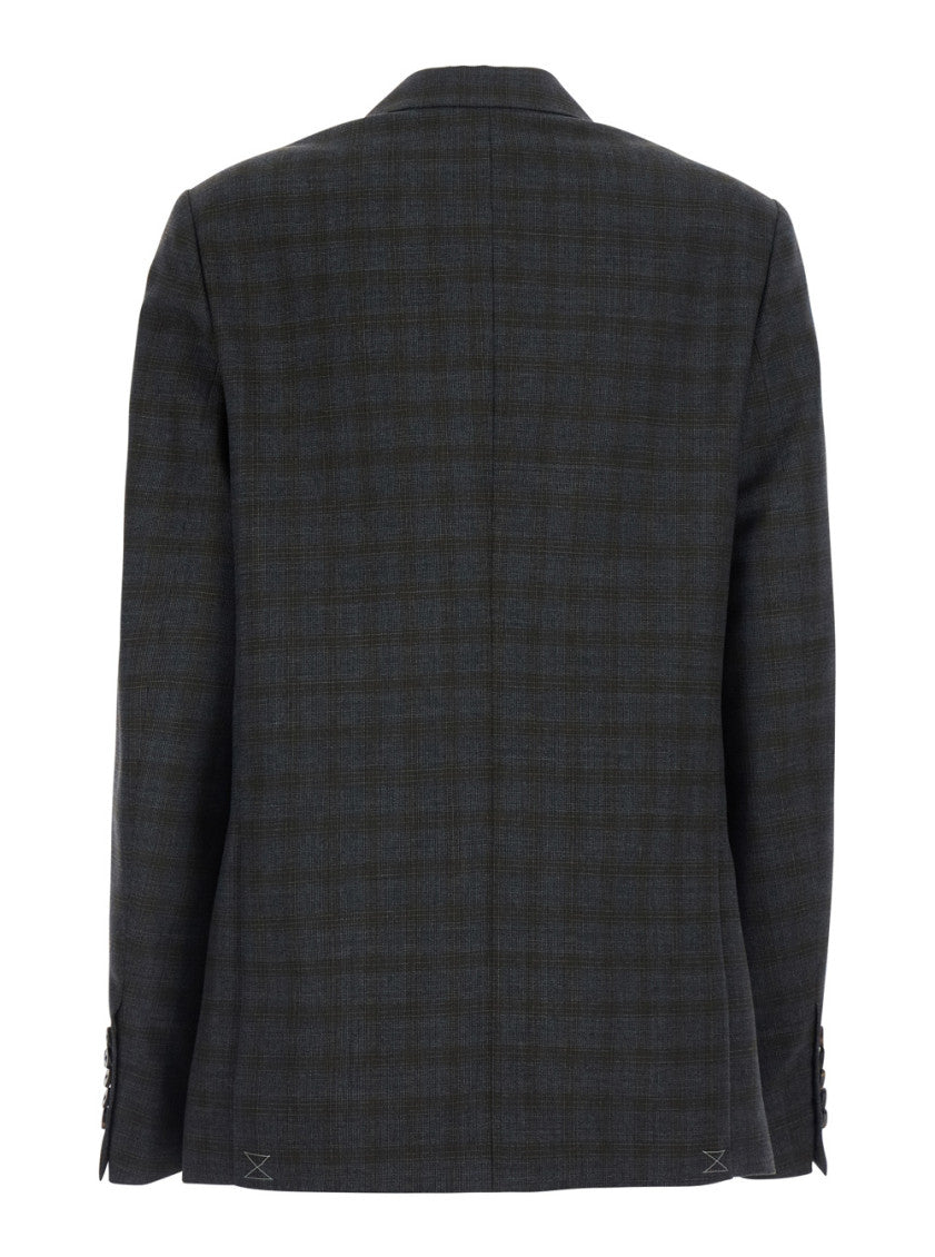 Grey Checks Peaked Lapel Blazer 2