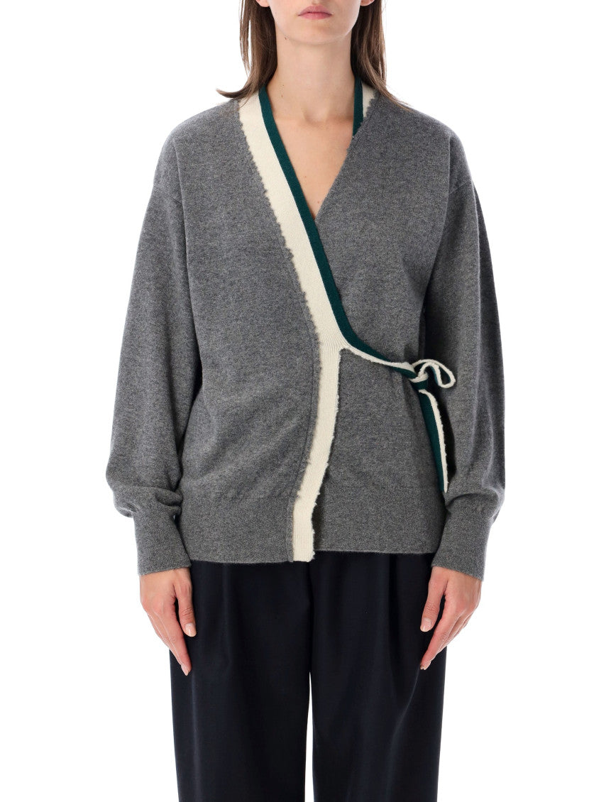 Grey Knitted V Neck Sweater 1
