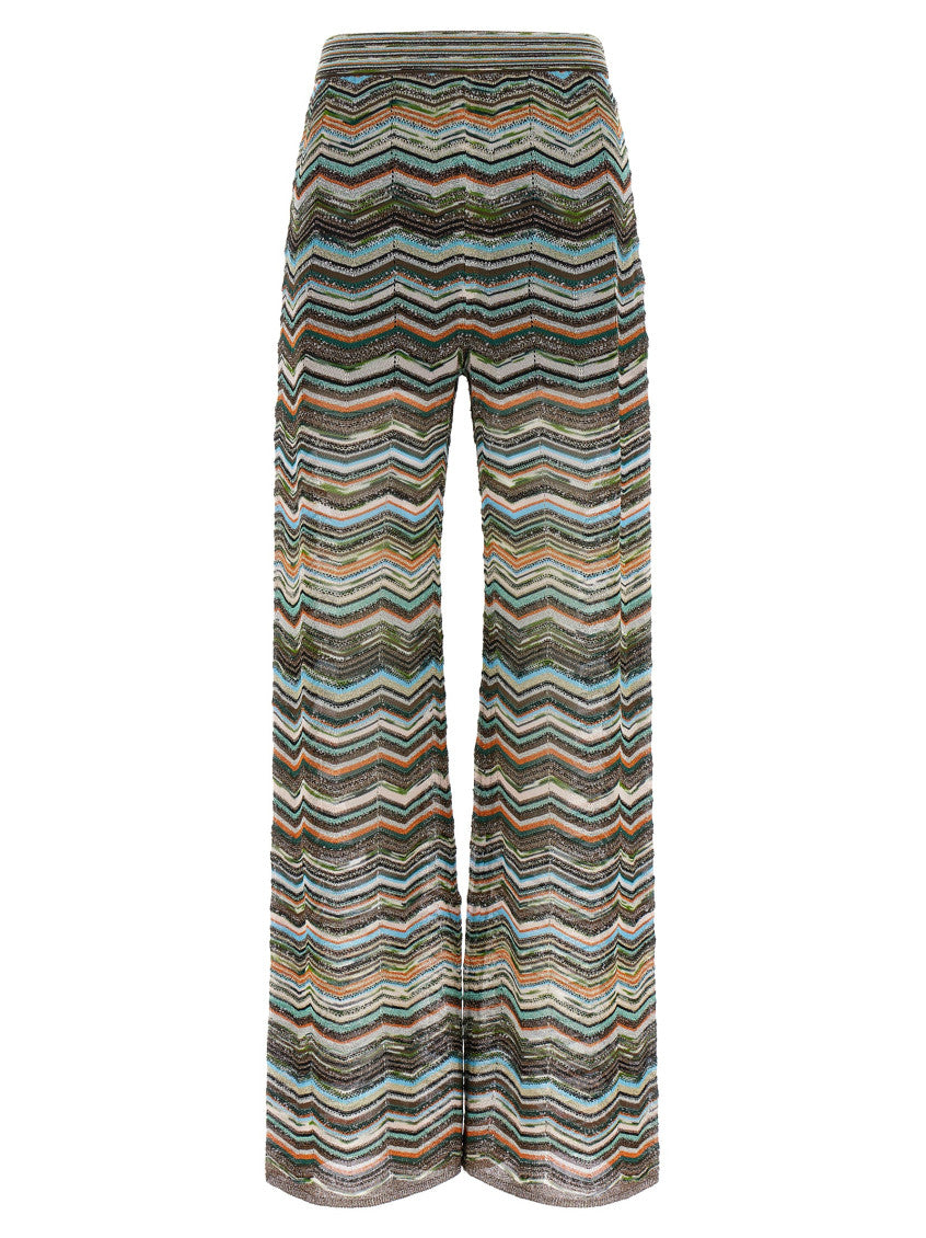 Multicolor Flared Flat Front Pants 1