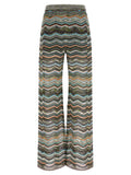 Multicolor Flared Flat Front Pants 1