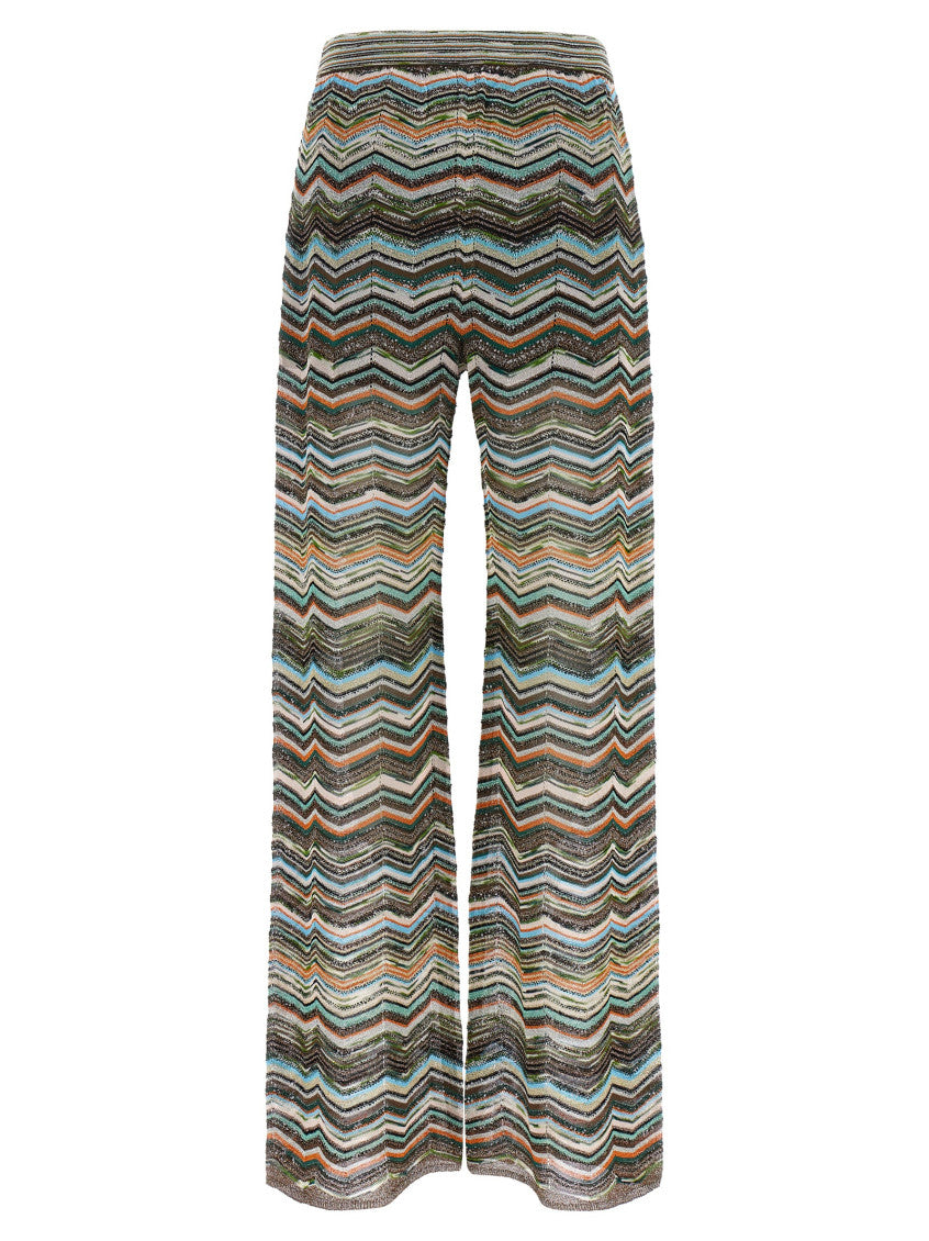 Multicolor Flared Flat Front Pants 2