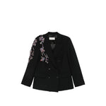 Black Embellished Peaked Lapel Blazer 1
