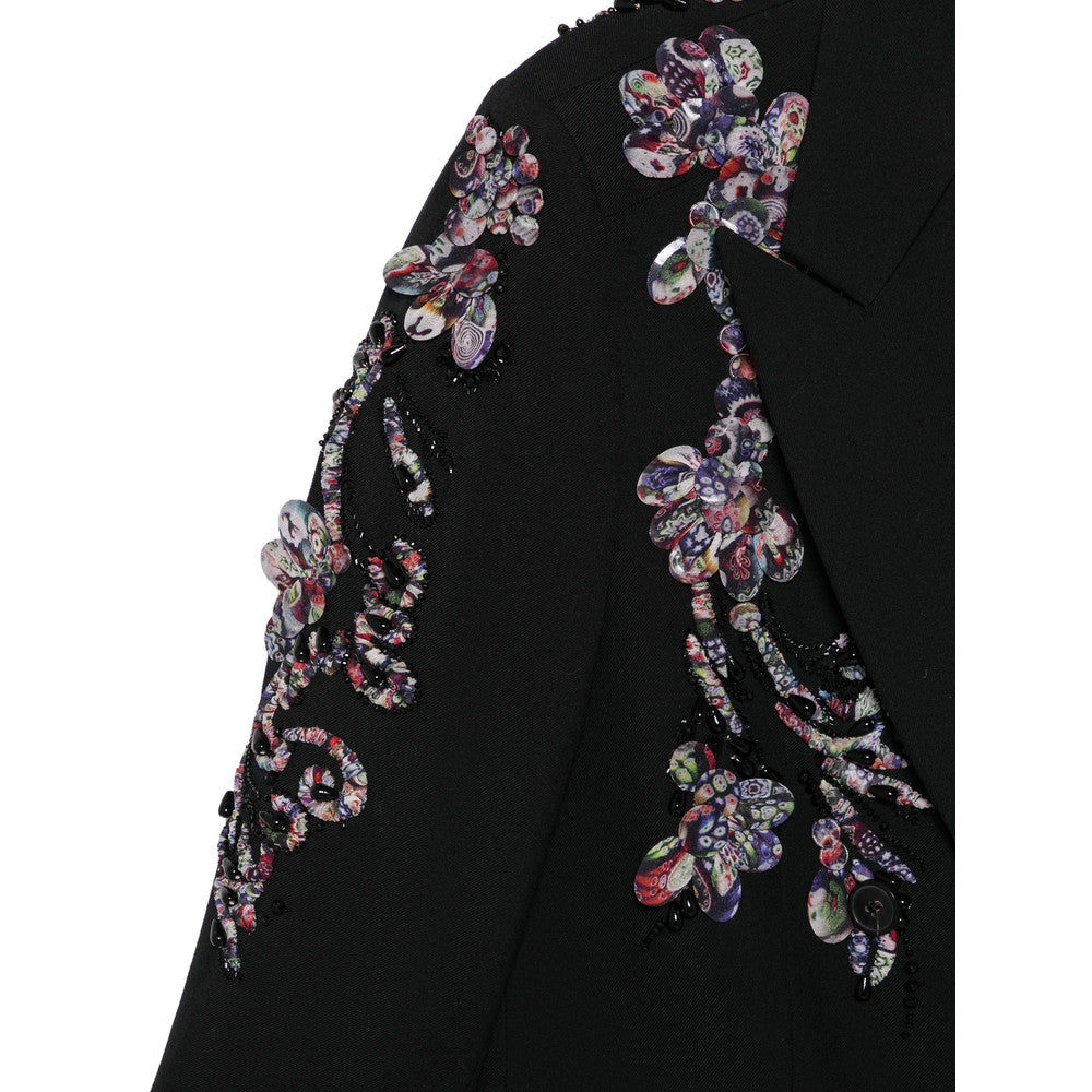 Black Embellished Peaked Lapel Blazer 2