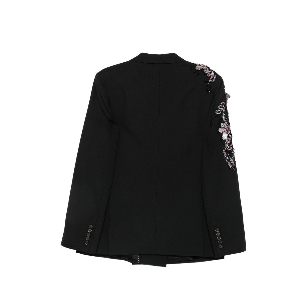 Black Embellished Peaked Lapel Blazer 3