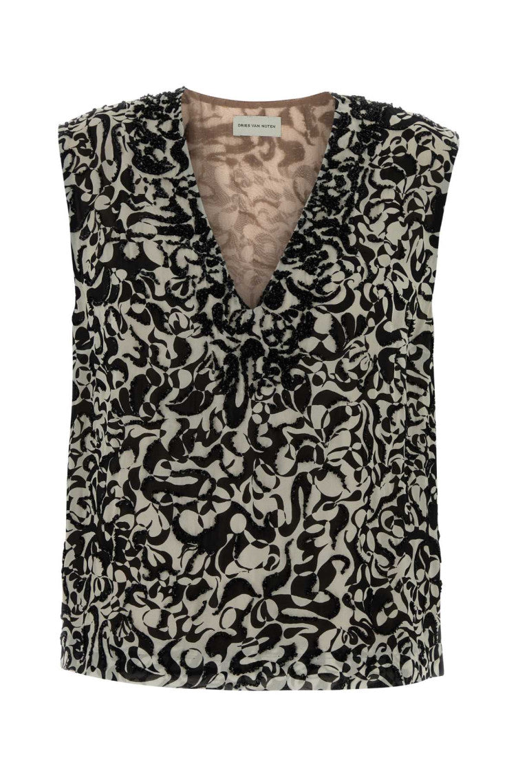 Multicolor Printed V Neck Top 1