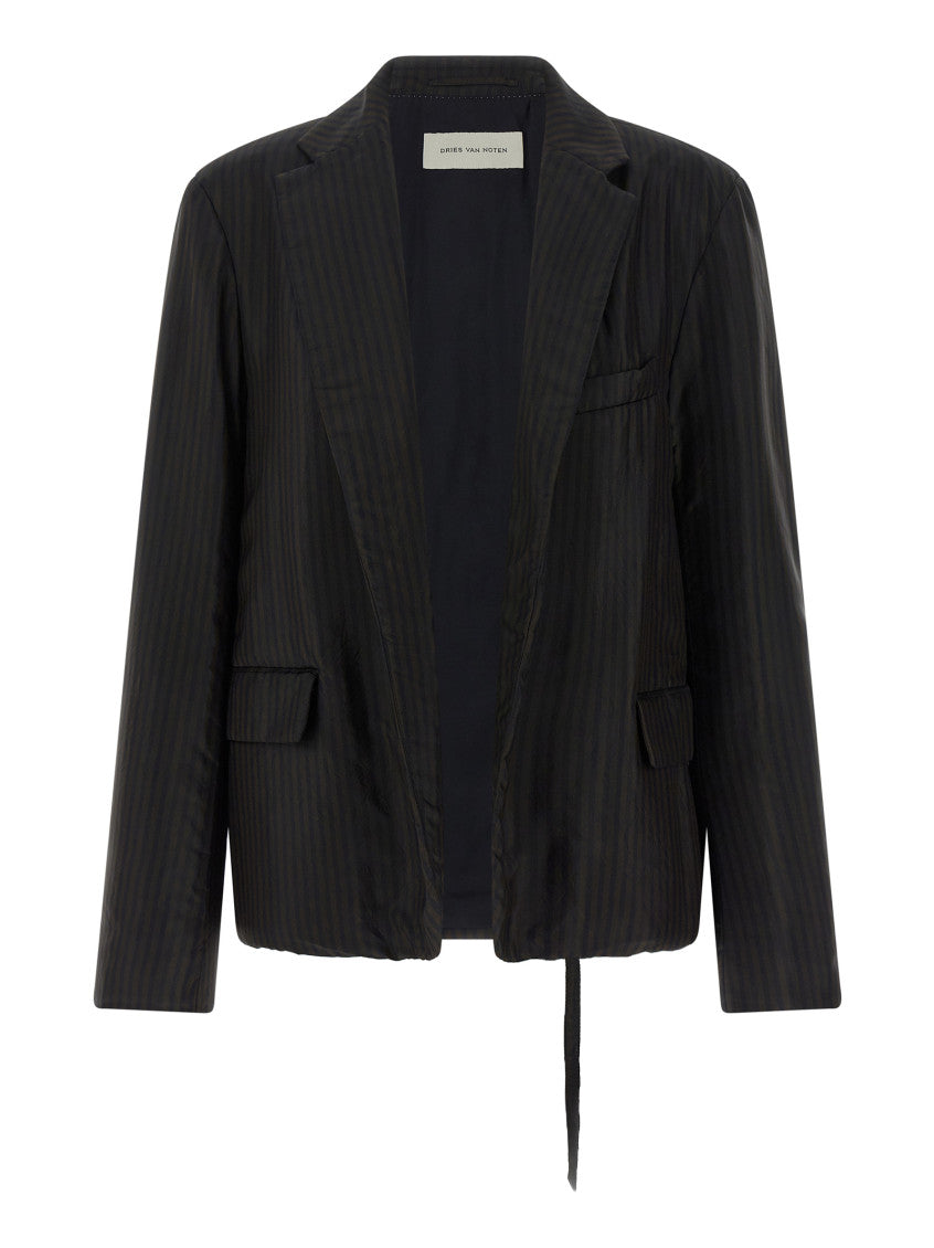 Black Stripes Notched Lapel Blazer 1
