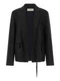 Black Stripes Notched Lapel Blazer 1
