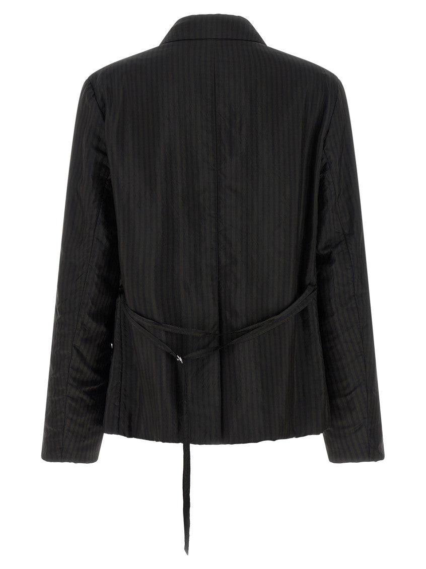 Black Stripes Notched Lapel Blazer 2