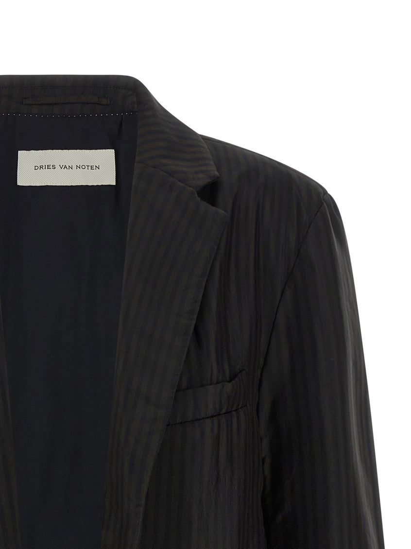 Black Stripes Notched Lapel Blazer 3