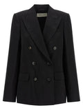 Black Textured Peaked Lapel Blazer 1