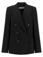 Black Textured Peaked Lapel Blazer 1