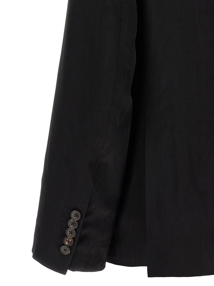 Black Textured Peaked Lapel Blazer 4