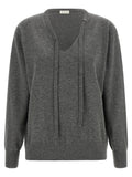 Grey Knitted V Neck Sweater 1