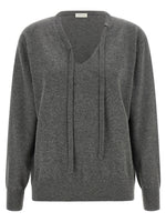 Grey Knitted V Neck Sweater 1