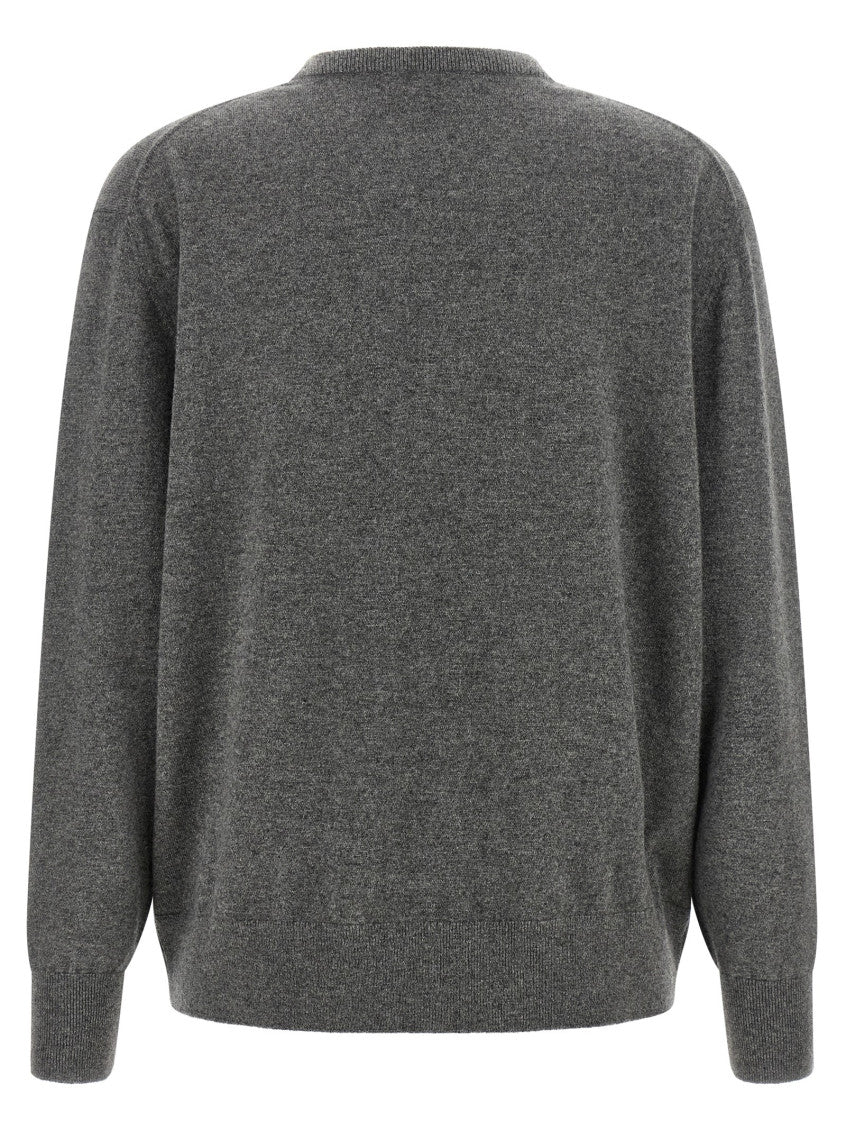 Grey Knitted V Neck Sweater 2
