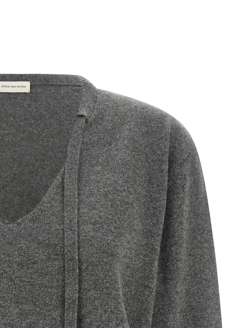 Grey Knitted V Neck Sweater 3