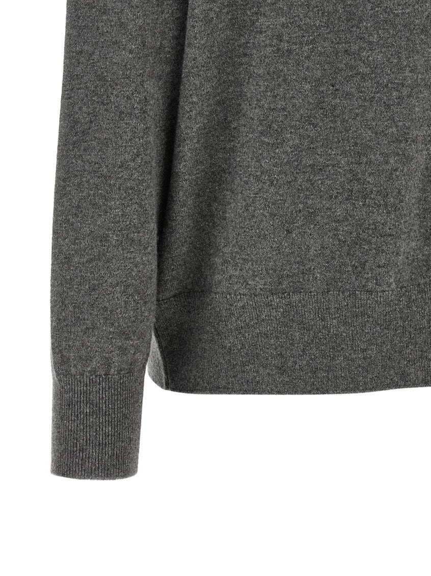 Grey Knitted V Neck Sweater 4