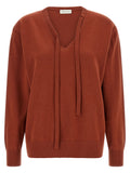 Rust Solid V Neck Sweater 1