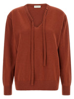 Rust Solid V Neck Sweater 1