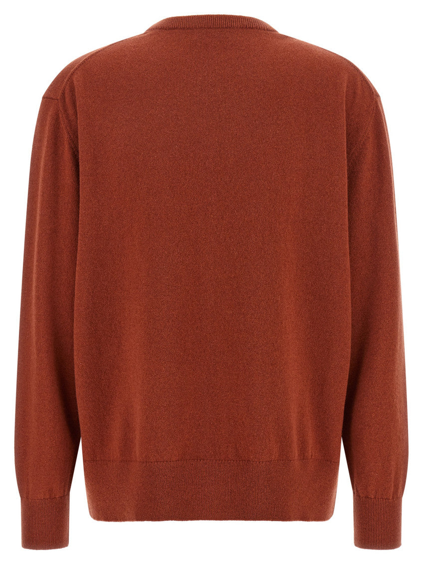Rust Solid V Neck Sweater 2