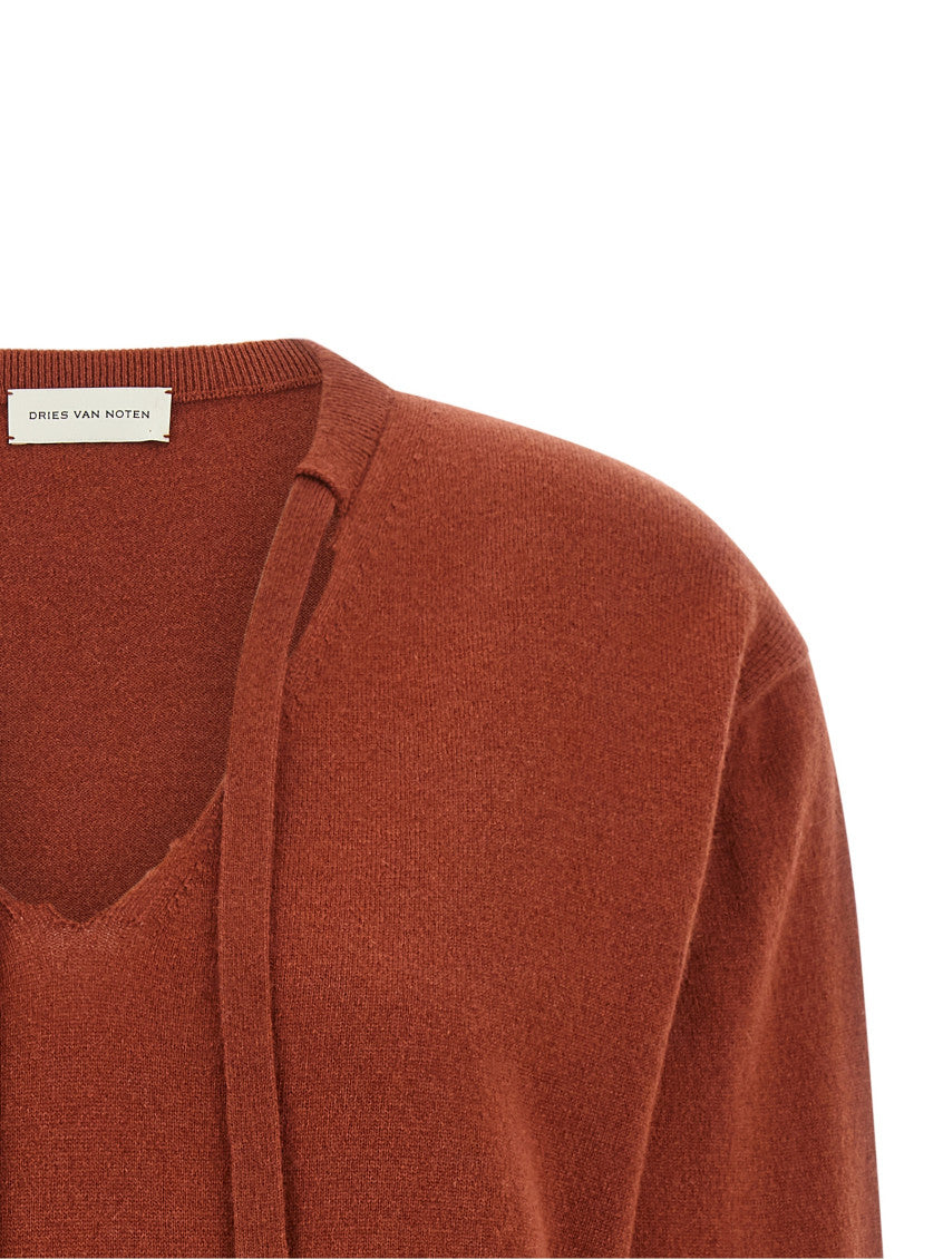 Rust Solid V Neck Sweater 3