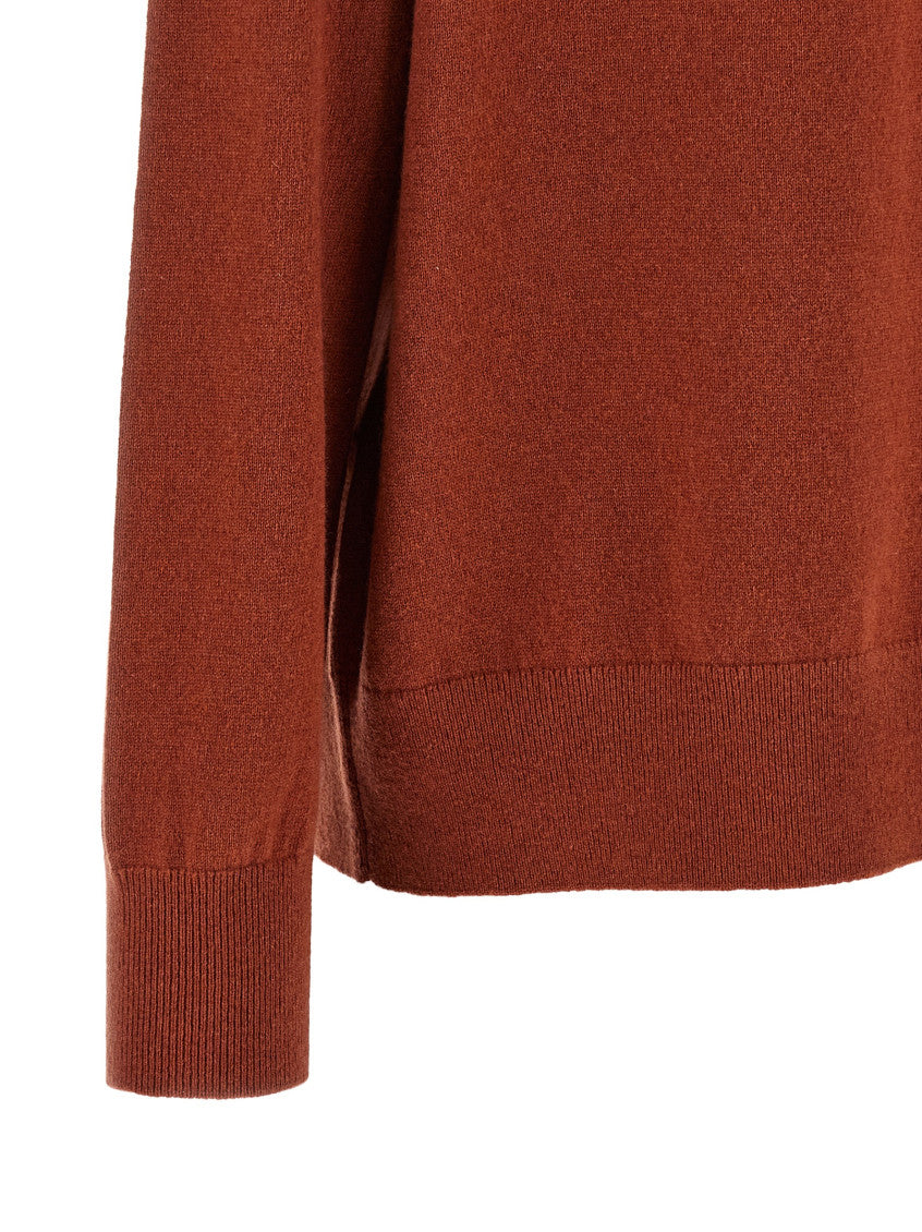 Rust Solid V Neck Sweater 4