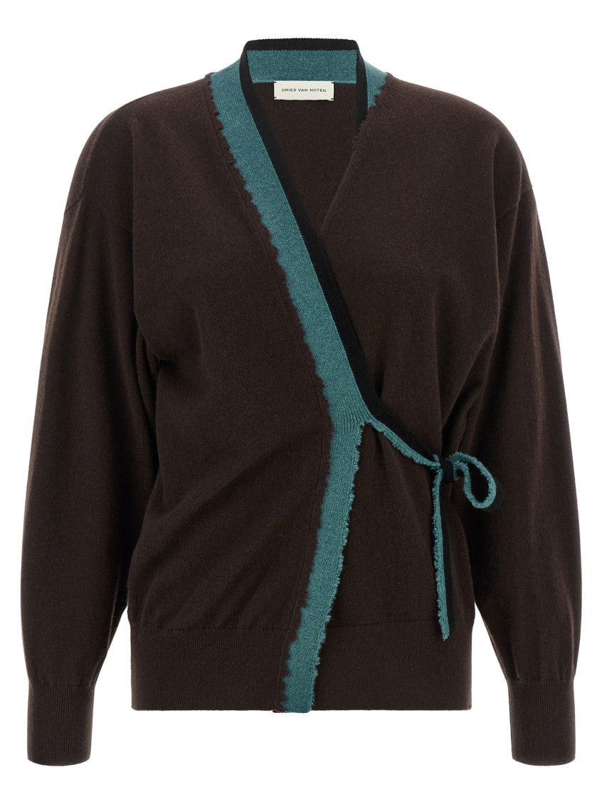 Brown Solid V Neck Sweater 1
