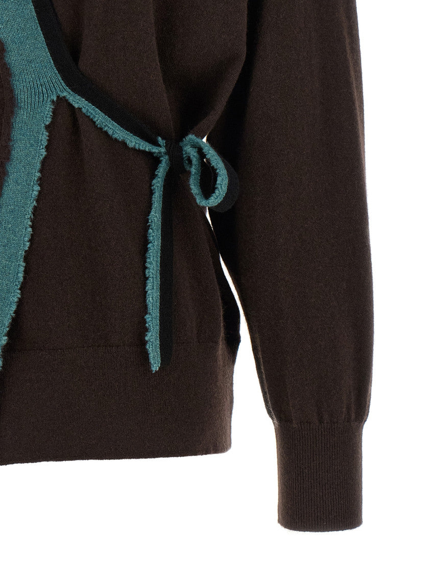 Brown Solid V Neck Sweater 4