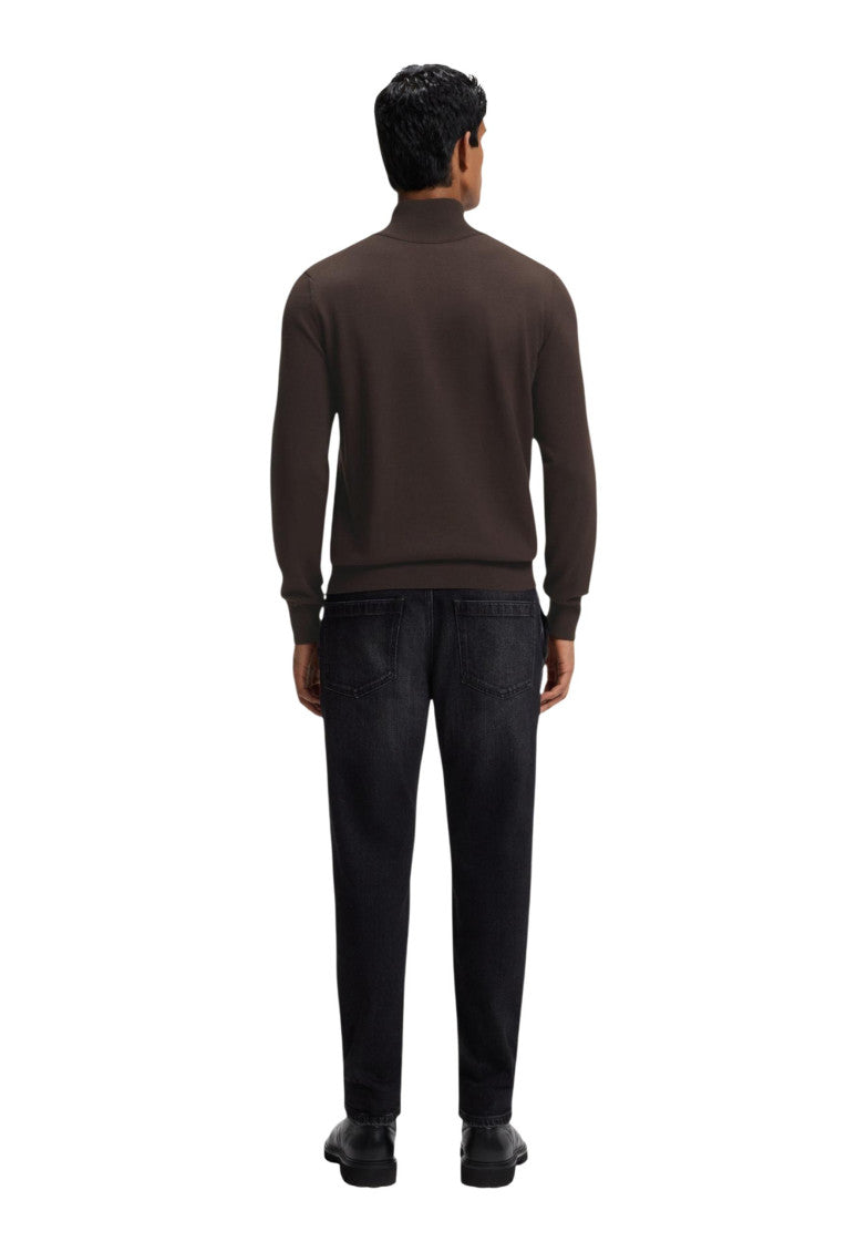 Dark Brown Mock Collar Sweater 4