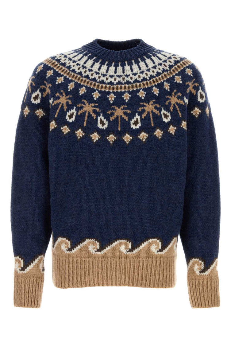 Navy Blue Jacquard Sweater 1