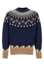 Navy Blue Jacquard Sweater 1